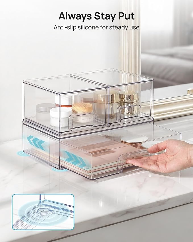 Vtopmart Stackable Storage Drawers Set of 3, Beauty Supplies, Pantry - Image 7
