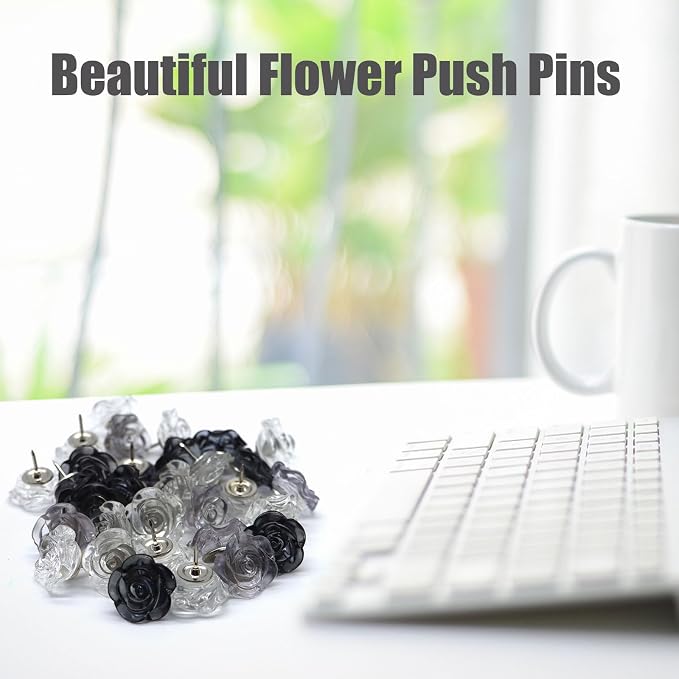 Ink Flower Push Pins 30 Pcs Cute Decorative Push Pins - Image 6