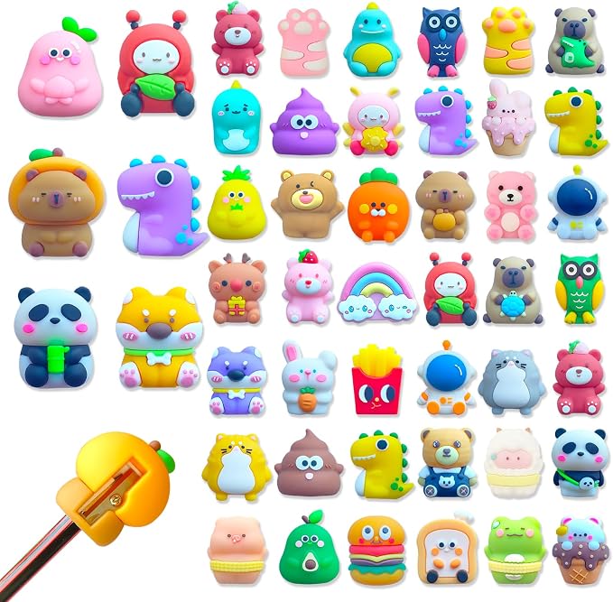48 pcs Cute Pencil Sharpener for Kids Fun Pencil Sharpener Bulk Kawaii Manual by Unknown