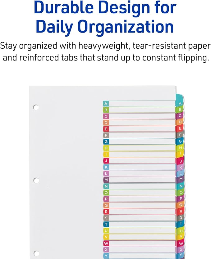 Avery A-Z Dividers for 3 Ring Binders, 26 Tabs per Set, Customizable Table of - Image 6