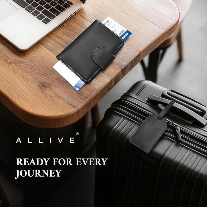 ALLIVE Passport Holder with Luggage Tag, Genuine Leather Passport Holder with - Image 6