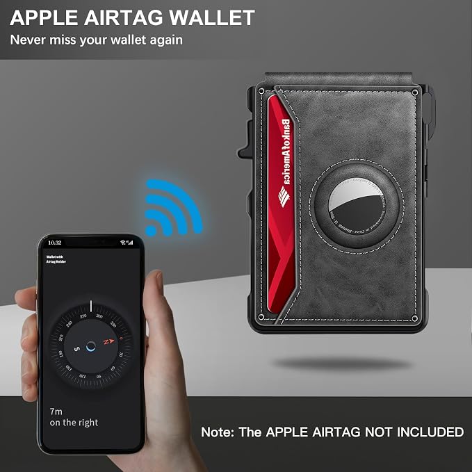 KIKVES Airtag Wallet for Men, Mens Smart Wallet for Air Tag RFID Blocking - Image 4