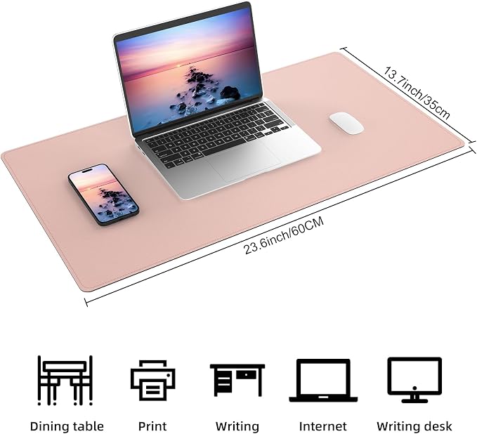 AFIING Leather Desk Pad Protector, 23.6" x 13.7" | Large Mouse Pad, Dual-Sided - Image 2