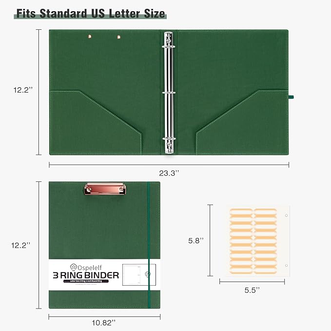 Ospelelf 3 Ring Binder 1 Inch Binder Organizer - Image 6
