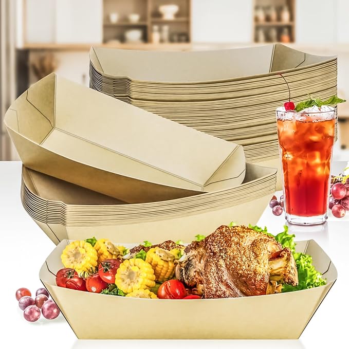 50 Pack Extra Large 5LB Paper Food Boats Trays Disposable Paper Boat, Heavy - Image 7