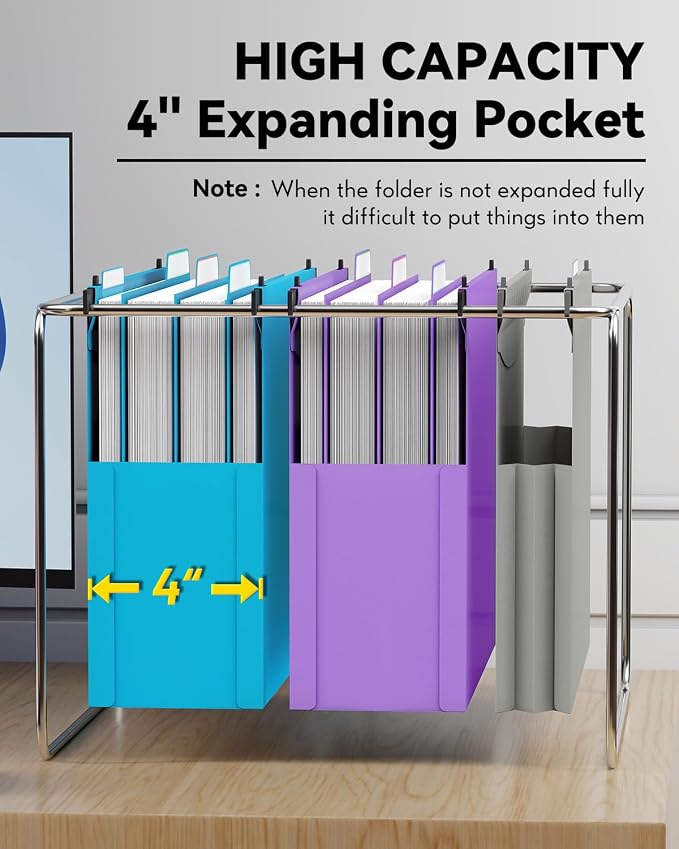 Ansook Plastic Hanging File Folders Letter Size, Expandable 4 Inch File Folders - Image 4