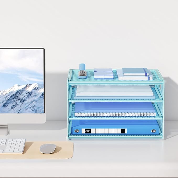 Lavatino 3-Tier Letter Tray Desk Organizer, Mesh Metal Paper File Tray Organizer - Image 6