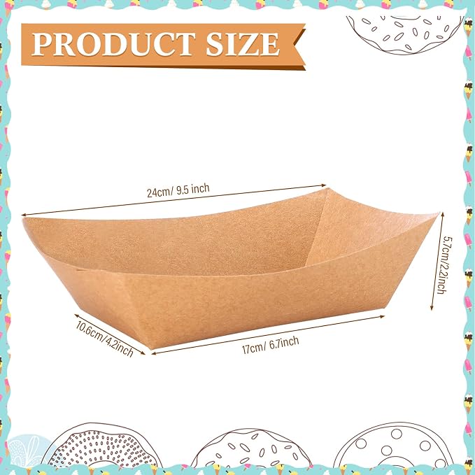 Sherr 500 Pcs 5 lb Kraft Paper Food Trays Boats Bulk, Disposable Nacho Kraft - Image 2