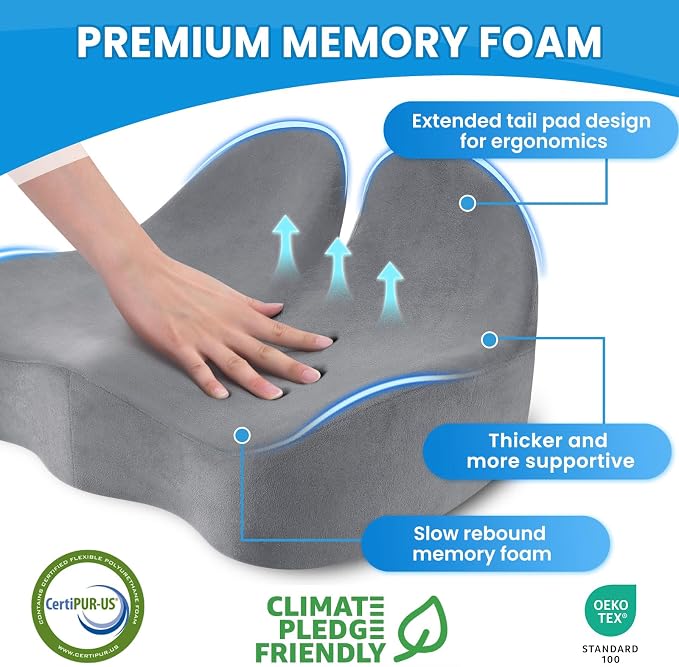 CushZone Seat Cushion, Memory Foam Office Chair Seat Cushion - Image 3