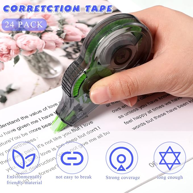 Yexiya 24 Pieces Correction Tapes Original Correction Wide Eraser Applicator - Image 3