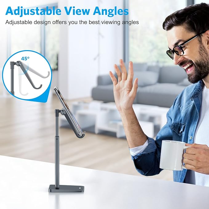 OMOTON Cell Phone Stand, Adjustable Angle Height Desk Phone Dock Holder - Image 8