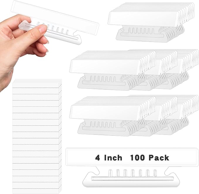 100 Pieces 4 Inch Clear Hanging Folder Tabs Hanging File Folder Tabs Clear Tabs by SMAODSGN