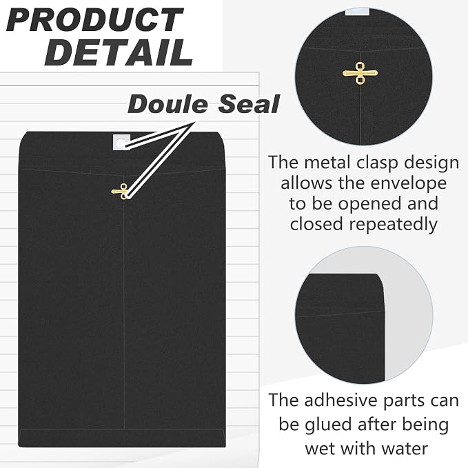 Geyee 50 Pcs 9 x 12 Inch Clasp Envelopes Letter Size Mailing Envelopes - Image 3