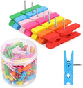 130 PCS Colorful Push Pin with Wooden Clips, Durable Wooden Push Pins, by Joyberg