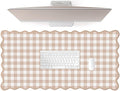 Scalloped‌ Checkered Desk Mat Cute Light Brown Gingham XXL Large Gaming Mouse by Unknown