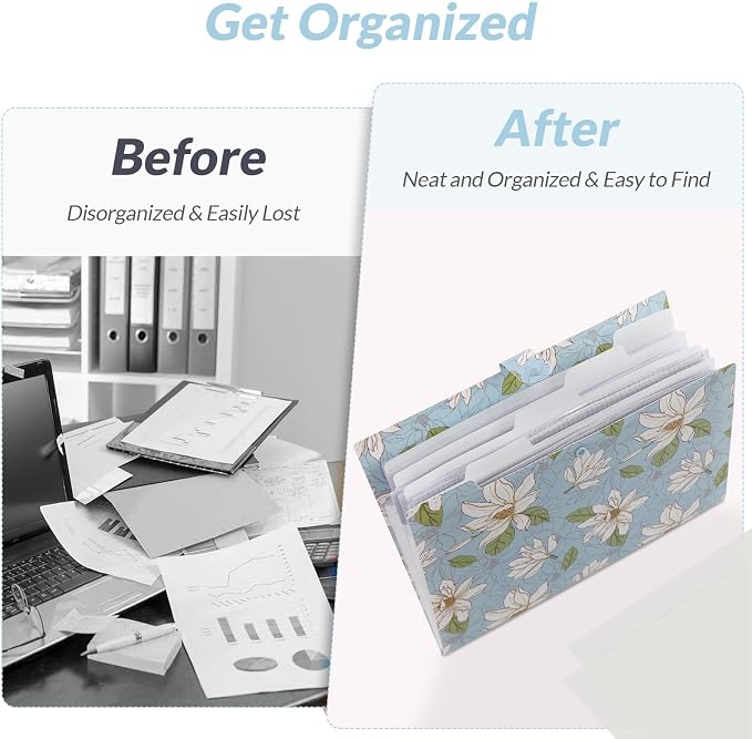 SKYDUE Accordion File Organizer, Floral Expanding File Folders - Image 7