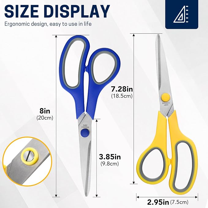 36 Packs 8" Multipurpose Scissors, Ultra Sharp Blade Shears, Comfort-Grip - Image 2