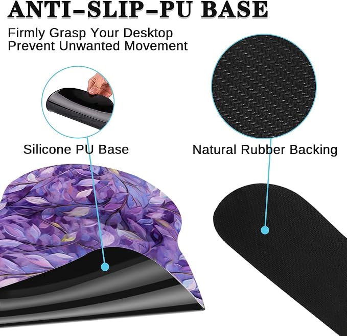 Britimes Purple Oil Painting Leaves Keyboard Mouse Pad Set Plant 4in1 Large - Image 8