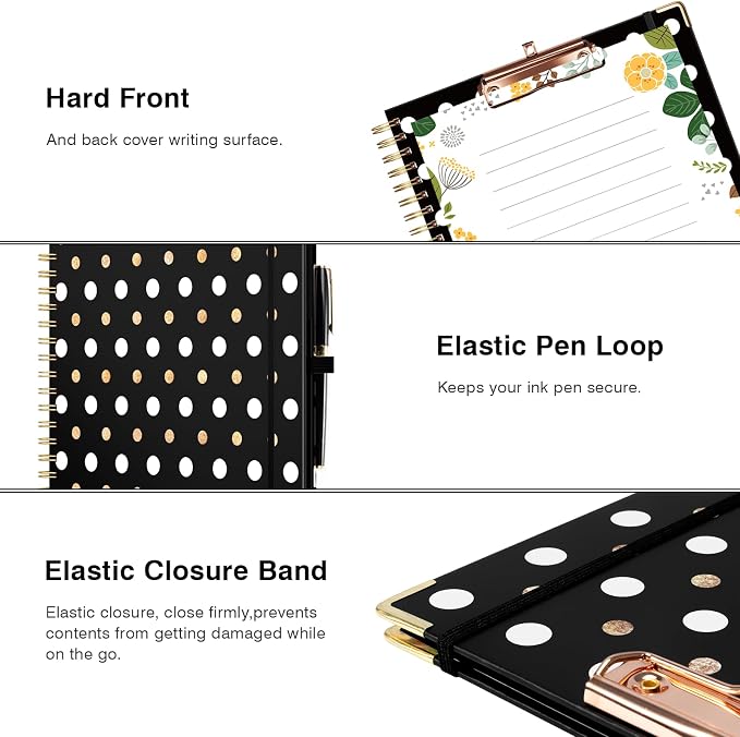 Ospelelf Clipboard with Storage 8.5 X 11，Padfolio Organizer, Spiral Portfolio - Image 5
