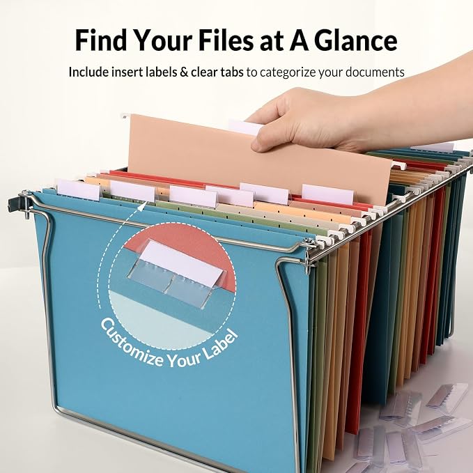 SUNEE Hanging File Folders Retro Colors, 6 Pack Letter Size File Folders - Image 2