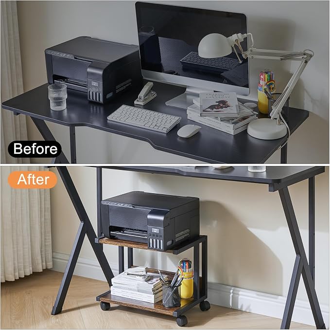 IBUYKE Under Desk Printer Stand, 2 Tier Printer Cart, Mobile Home Desktop - Image 8