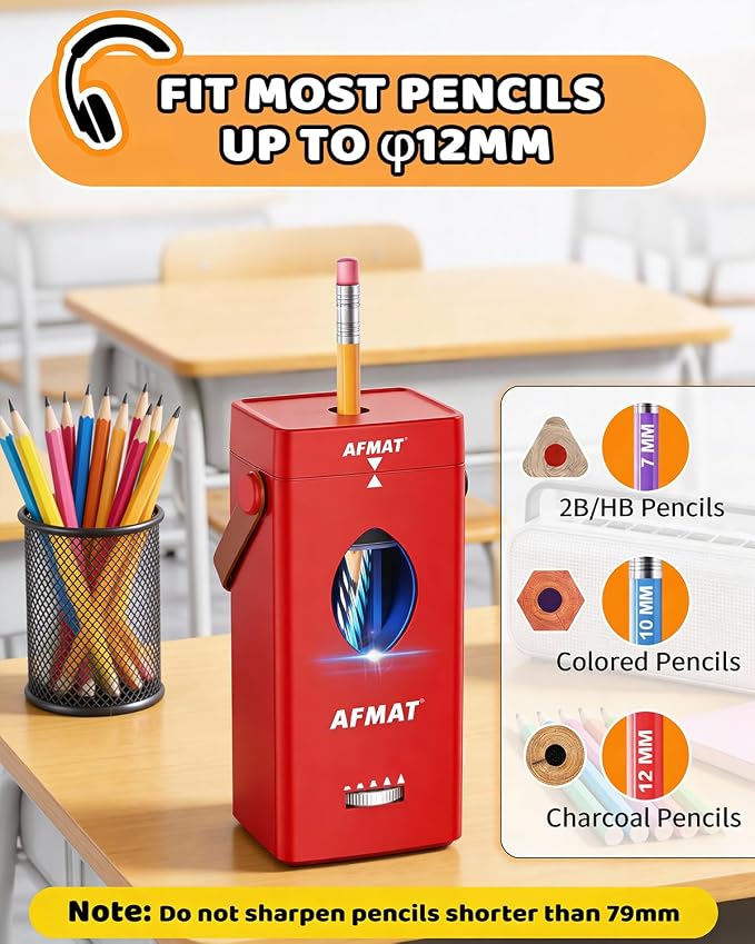 AFMAT Electric Pencil Sharpener, Rechargeable & Cordless, Fully Automatic - Image 3