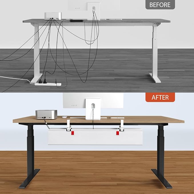 Univivi No Drill Under Desk Cable Management Tray, Clamp/Screw Mount Desk Cable - Image 7