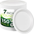 150pcs 100% Compostable Small Paper Plates, Heavy Duty, Eco Friendly Appetizer by Birchio