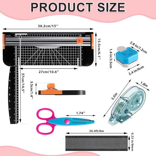Jetec Scrapbook Supplies Kit, 3-in-1 Corner Rounder, 4 Double-Sided Tapes & 6 - Image 3