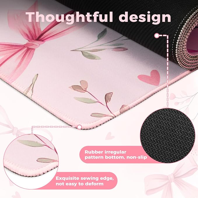 iCasso Pink Desk Mat, Cute Desk Pad - Image 4