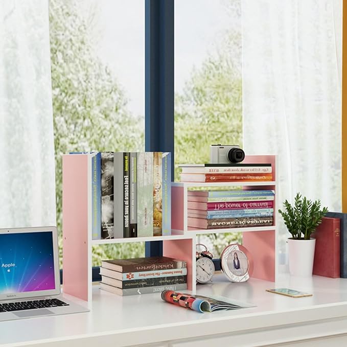 Desktop Shelf Organizer, Adjustable Wood Office Storage Rack, Counter Display - Image 6