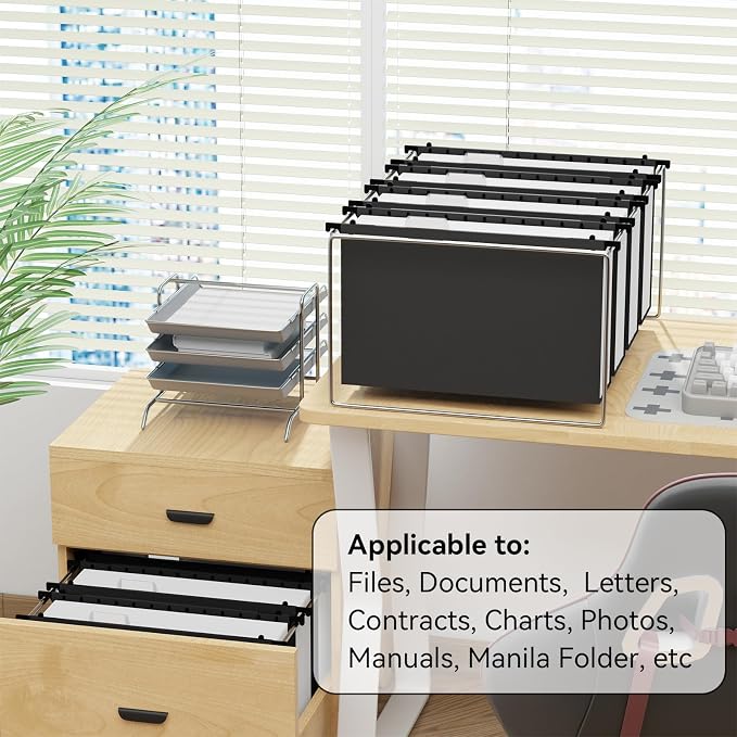 Ansook Plastic Legal Size Hanging File Folders, 12 Pack Black Legal Size File - Image 5
