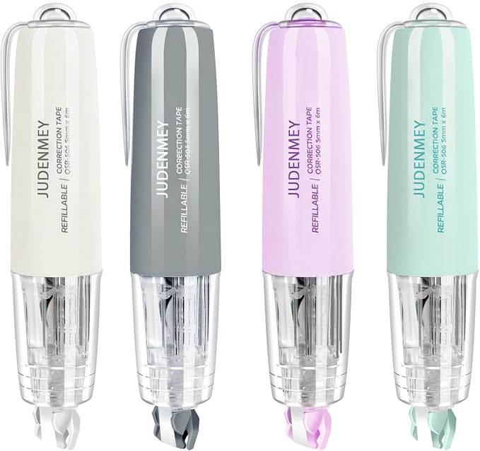 4Pack JUDENMEY Refillable Retractable White Correction Tape, Cute Correction by Unknown