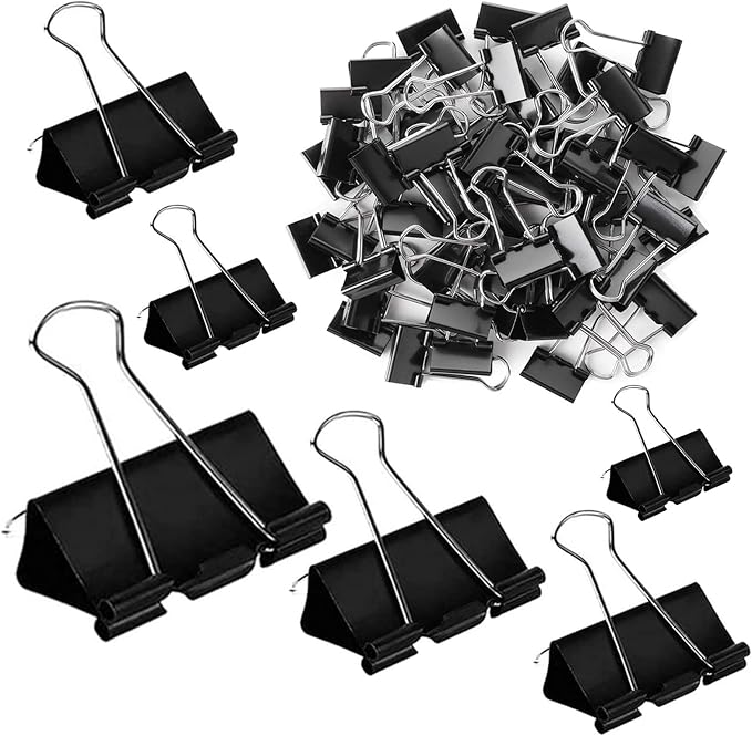 Binder Clips Paper Clamps 300 Pack Assorted Sizes, Mini and Micro, 6 Sizes by KAKAMINA