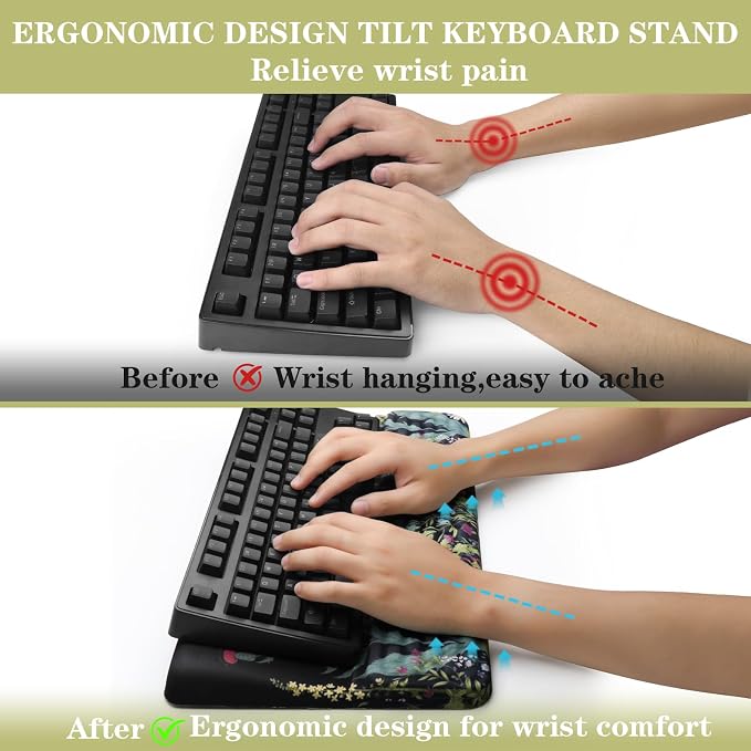 Ergonomic Keyboard Stand with Wrist Rest, Computer Wrist Support Pad, Tilted - Image 3
