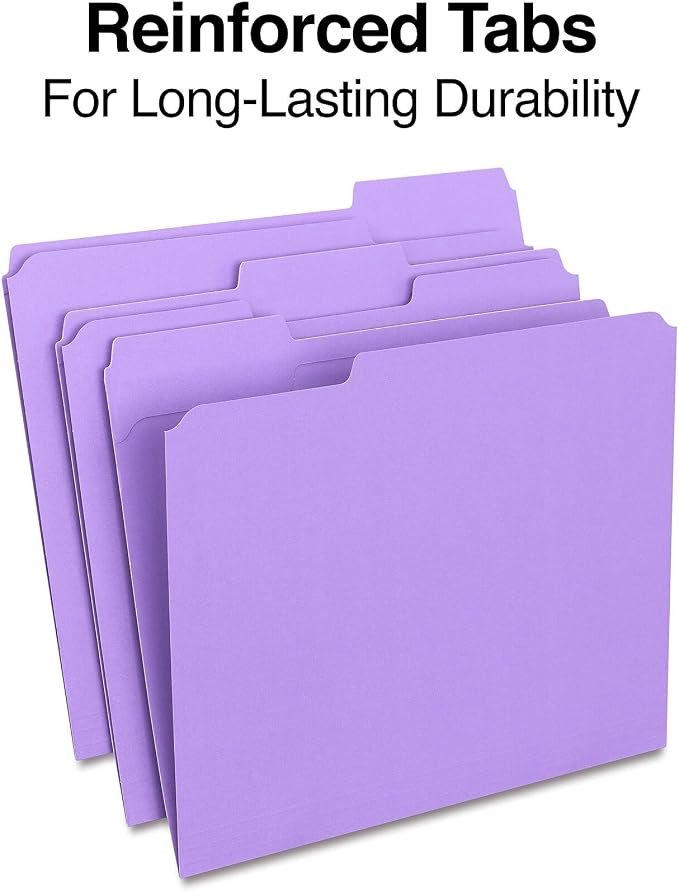 Staples Reinforced File Folders, Letter Size, 1/3‑Cut Tabs, Heavy‑Duty Paper - Image 4