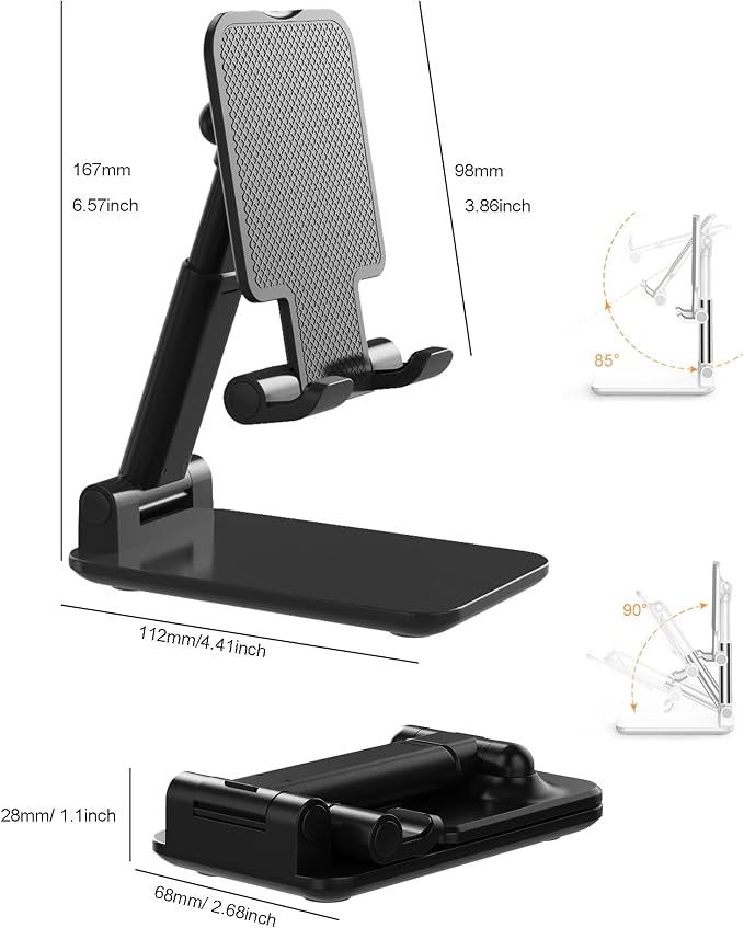 Phone Stand for Desk Cell Phone Holder Stands for iPhones, Fully Foldable - Image 6