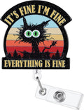 It's Fine I'm Fine Everything is Fine Funny Badge Reel, ID Badge Holder by BEZTN