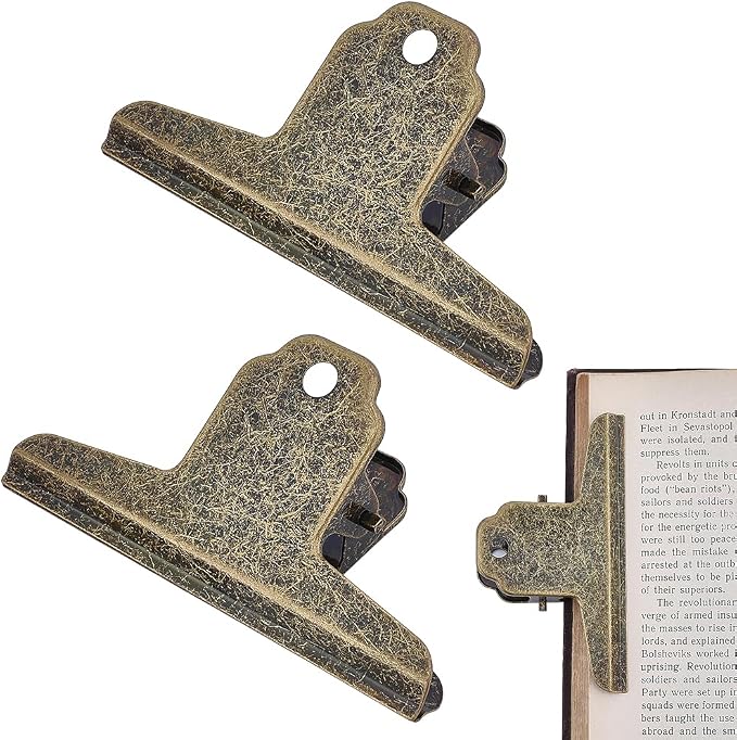 CRASPIRE 2Pcs Metal Bulldog Clips Vintage Large 4 in Bull Journal Clamps by CRASPIRE