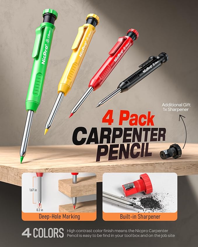 Nicpro 4 Pack Carpenter Pencil - Image 2