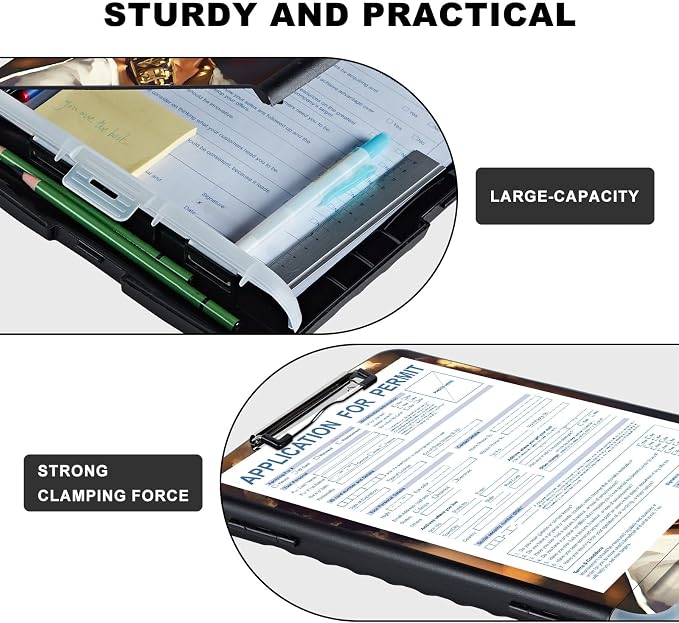 Clipboard with Storage, Heavy Duty Plastic Storage Clipboard with Low Profile - Image 3