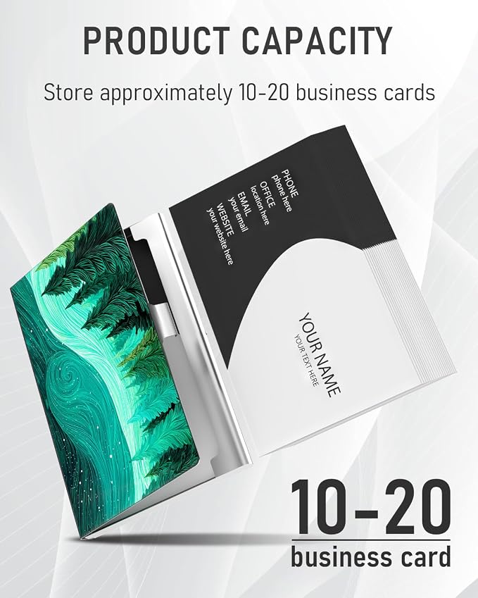 Business Card Metal Slim Organizer, Professional Stainless Steel Square Pocket - Image 2