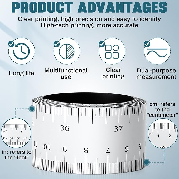 Relaxweex 2 Pcs 39.37 Inch Magnetic Ruler Flexible Tape Magnetic Tape Measure - Image 3