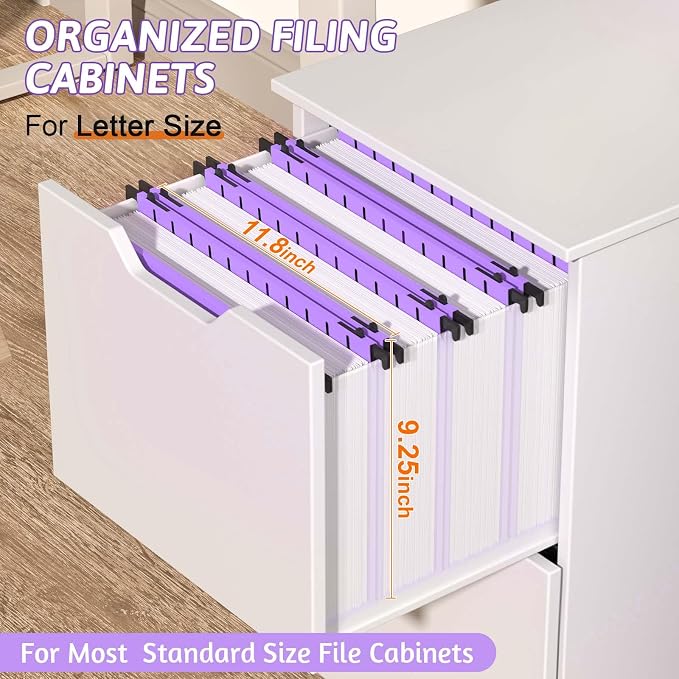 Extra Capacity Plastic Hanging File Folder Letter Size, 12 Pack Reinforced Hang - Image 3