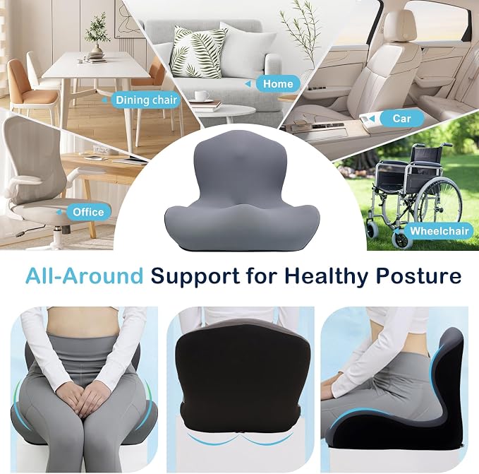 Seat Cushion for Office Chair and Car, L-Shaped Ergonomic Car Seat Cushions - Image 8