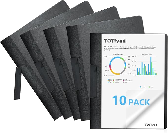 TOTiyea 10 Pack Clear Report Covers by TOTiyea