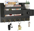 VIS'V Key Holder Wall Mount, Wooden Mail and Key Organizer, Small Shelf by VISV
