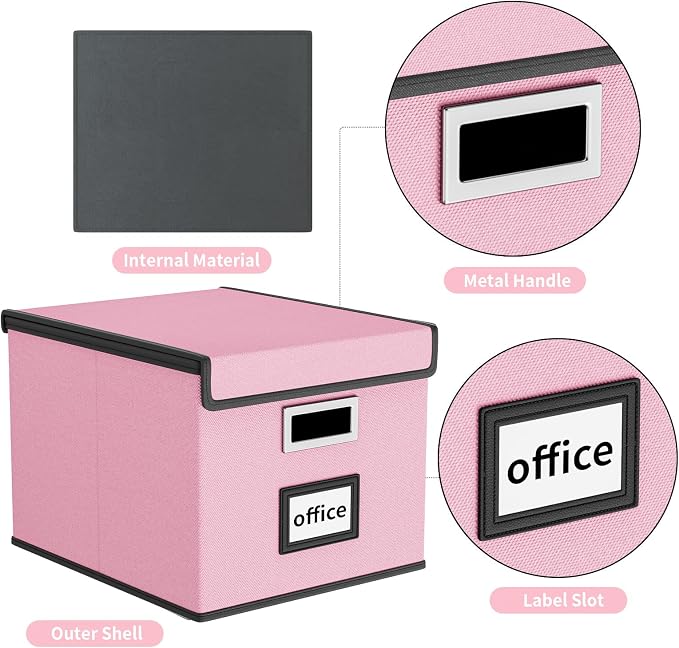File Organizer Box with Lid, Collapsible File Folder Organizer - Image 6