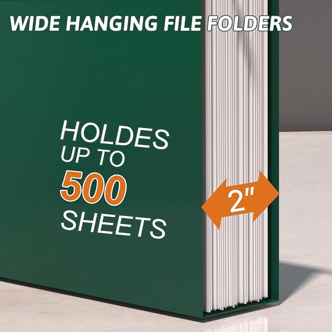 Plastic Hanging File Folder Extra Capacity, 12 Pack Reinforced Hang Folders - Image 4