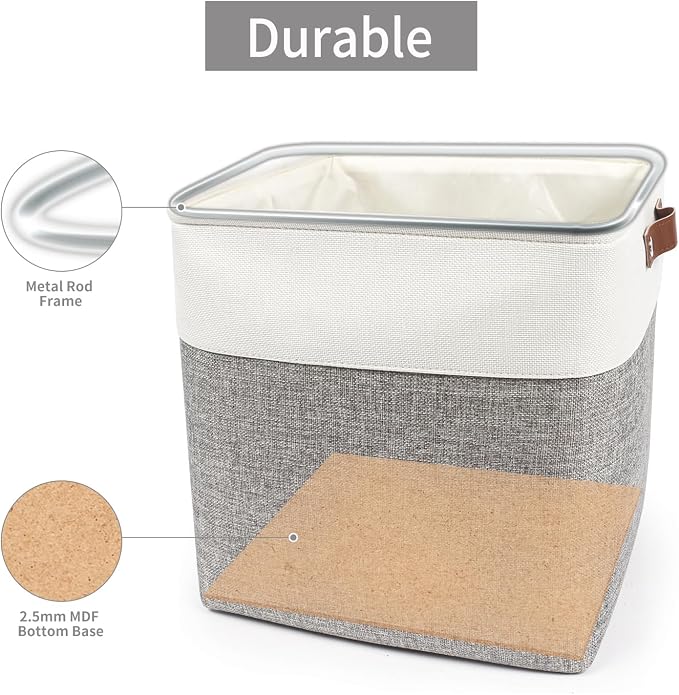 Bagnizer 13x13 Cube Storage Bins, Collapsible Fabric Storage Box, 4 Pack Closet - Image 4